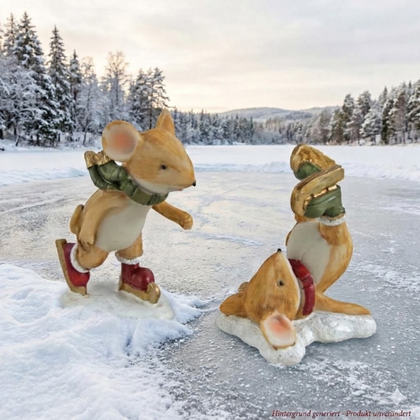 2er Set Mäuse "kleines Winterglück auf Kufen"